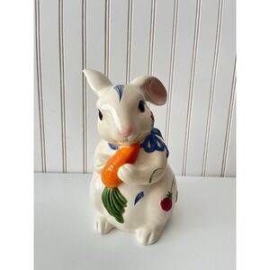 Lenox Poppies On Blue Barnyard Collection Bunny Rabbit Cookie Jar, NEW!